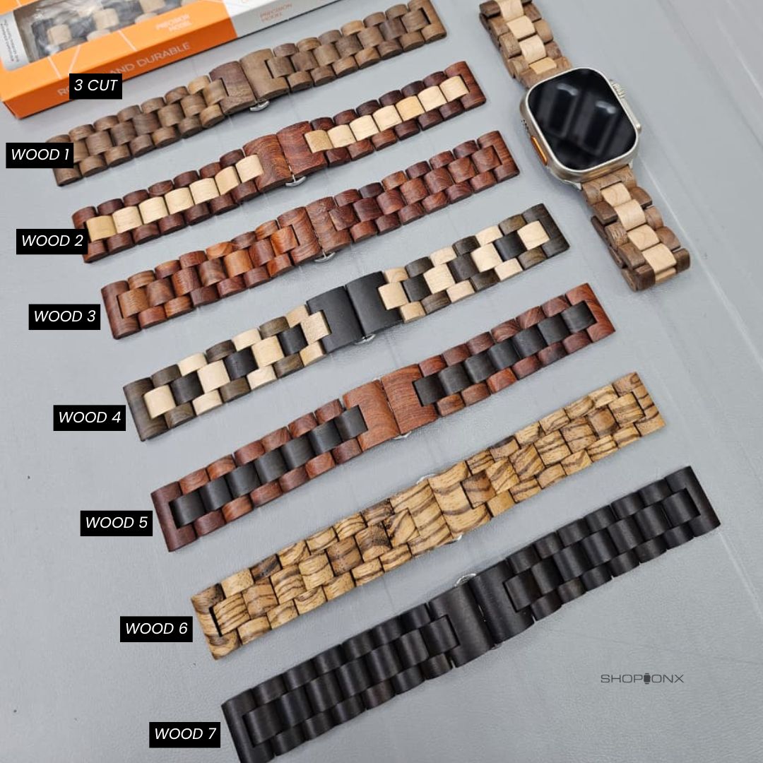 SHOPONX 3 CUT wooden strap for apple watch 42/44/45/46/49mm