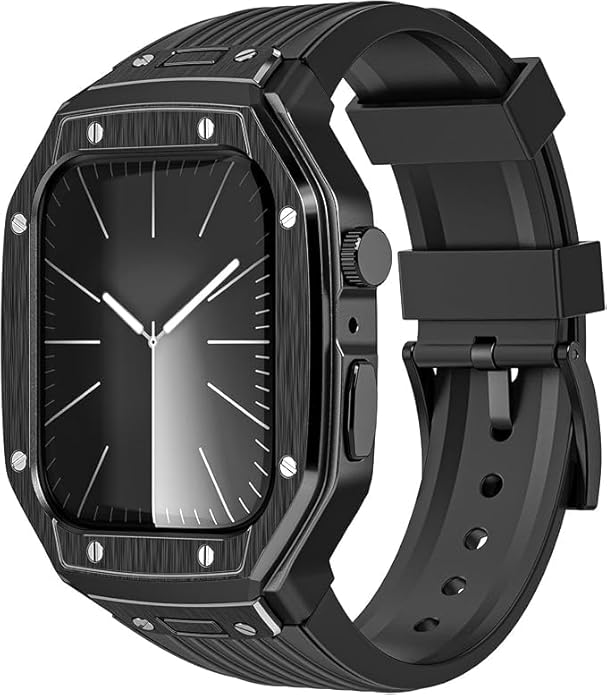 SHOPONX BLK Metal Modification Kit For Apple Watch Series-10 44/45/46/49mm.
