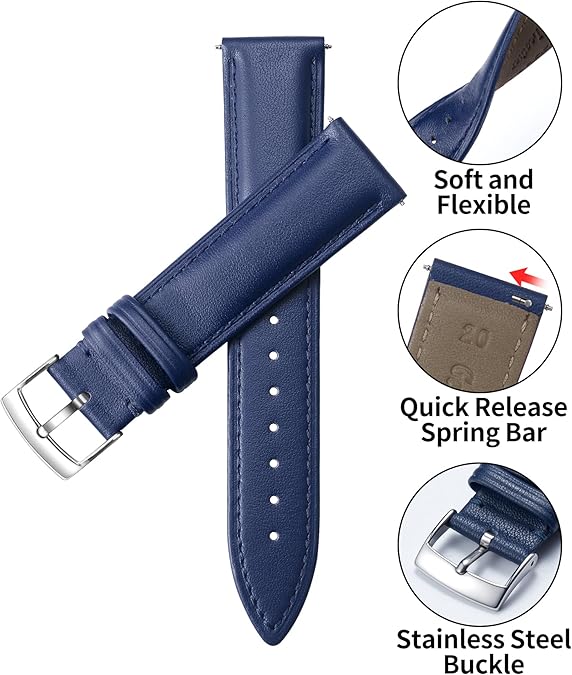 SHOPONX Texture Leather straps for smart watch 20-22mm.