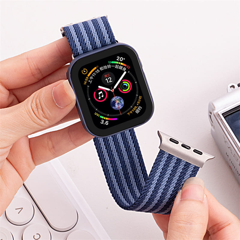Shoponx Four Stripe Nylon Straps For Apple Watch 42/44/45/46/49MM.