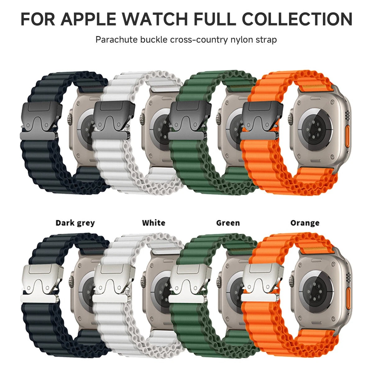 SHOPONX B-Black Parachute Lock Strap For Apple Watch 42.44.45.46.49mm