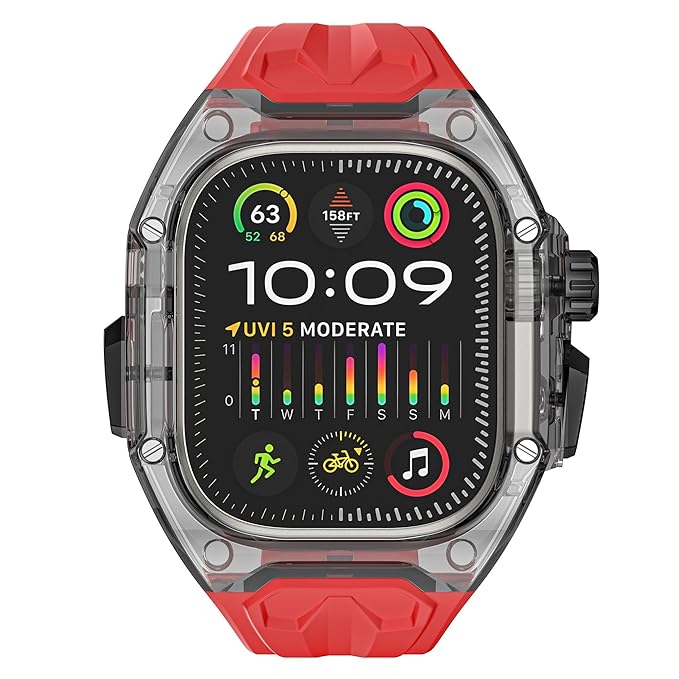 SHOPONX RED-Crystal Modification Kit Case For Apple Watch Series10 44/45/46/49mm.