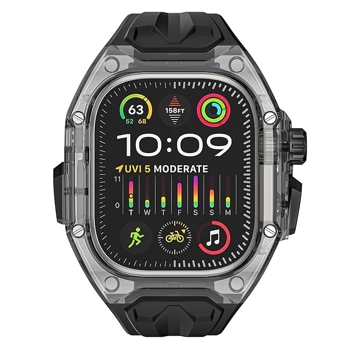 SHOPONX BLK-Crystal Modification Kit Case For Apple Watch Series10 44/45/46/49mm.