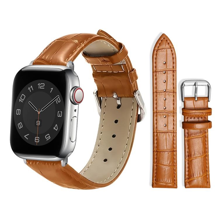 SHOPONX Tan Leather Straps For Apple Watch Series 10 42/44/45/46/49mm.