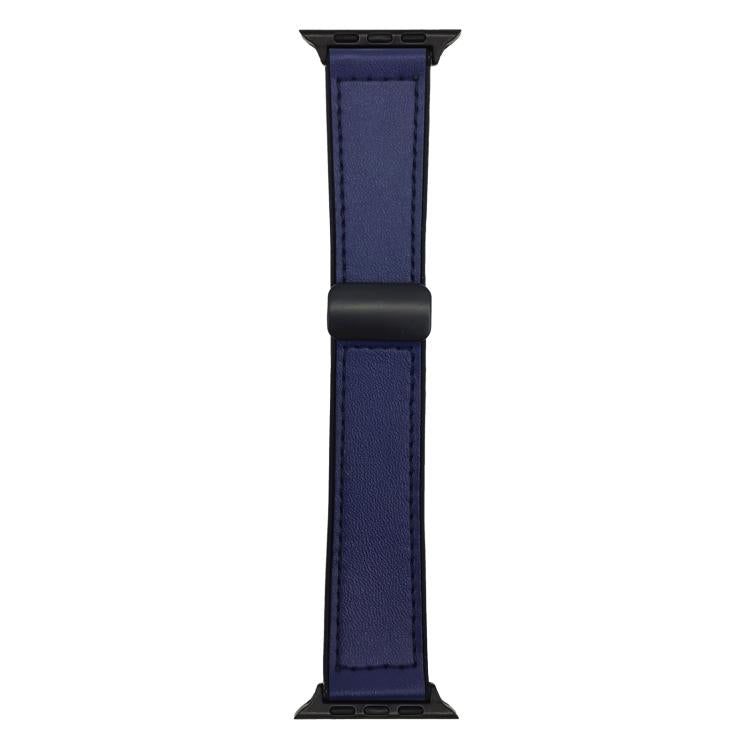 Midnight Leather Silicone Magnet Lock Straps For Apple Watch 42.44.45.46.49mm