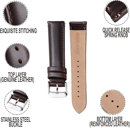 SHOPONX LEATHER straps for smart watch 20-22mm.