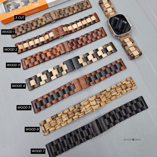 SHOPONX 3 CUT wooden strap for apple watch 42/44/45/46/49mm