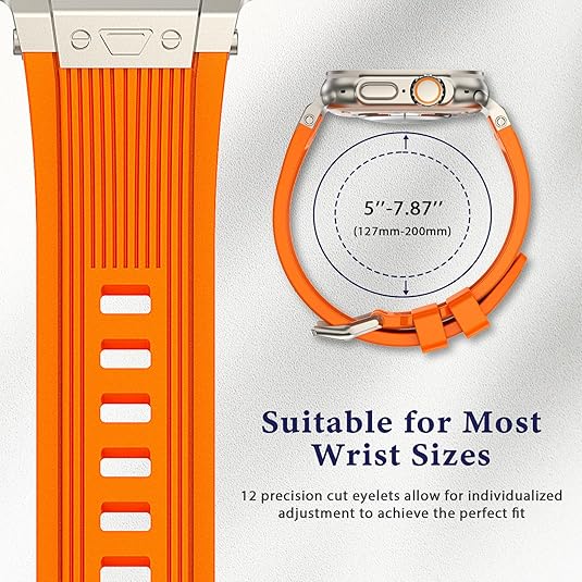 The Shoponx rugged sport bands are compatible with Apple Watch Ultra/Ultra 2 49mm, Apple Watch Series 9/8/7 45mm, Apple Watch Series 6/5/4/SE 44mm, and Apple Watch Series 3/2/1 42mm.