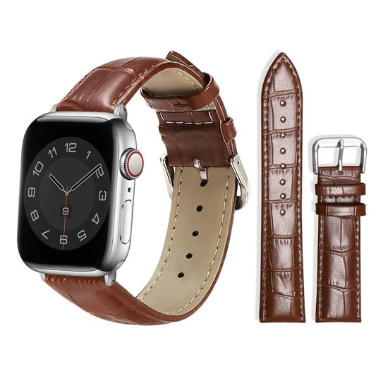 SHOPONX Brown Leather Straps For Apple Watch Series 10 42/44/45/46/49mm.