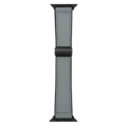 L-Grey Leather Silicone Magnet Lock Straps For Apple Watch 42.44.45.46.49mm