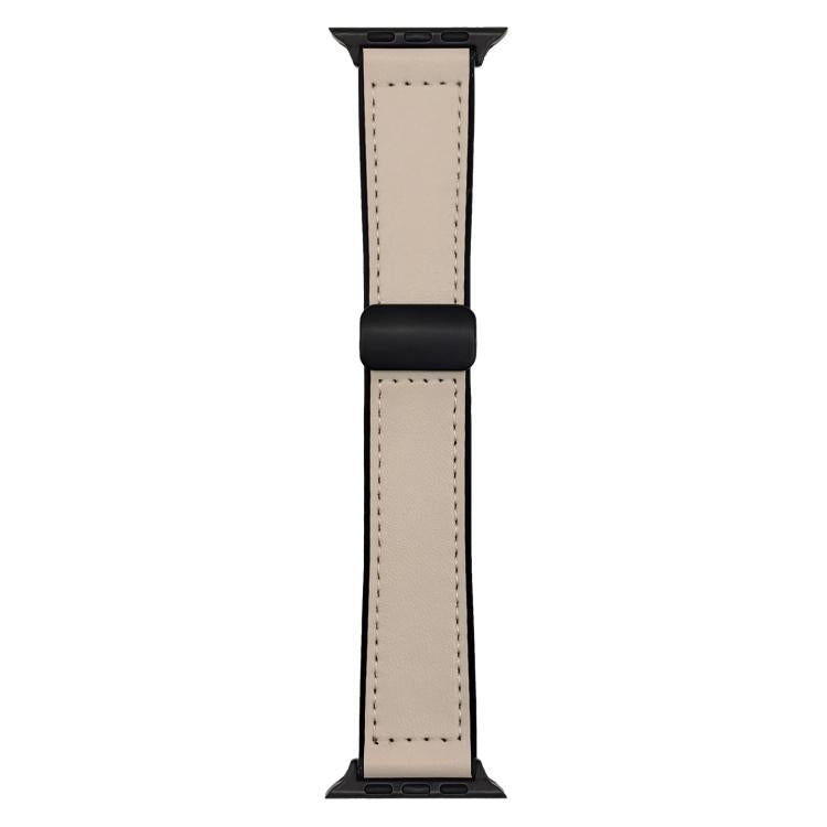 W-Milky Leather Silicone Magnet Lock Straps For Apple Watch 42.44.45.46.49mm