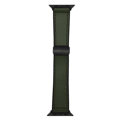 M-Green Leather Silicone Magnet Lock Straps For Apple Watch 42.44.45.46.49mm