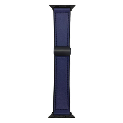 Midnight Leather Silicone Magnet Lock Straps For Apple Watch 42.44.45.46.49mm